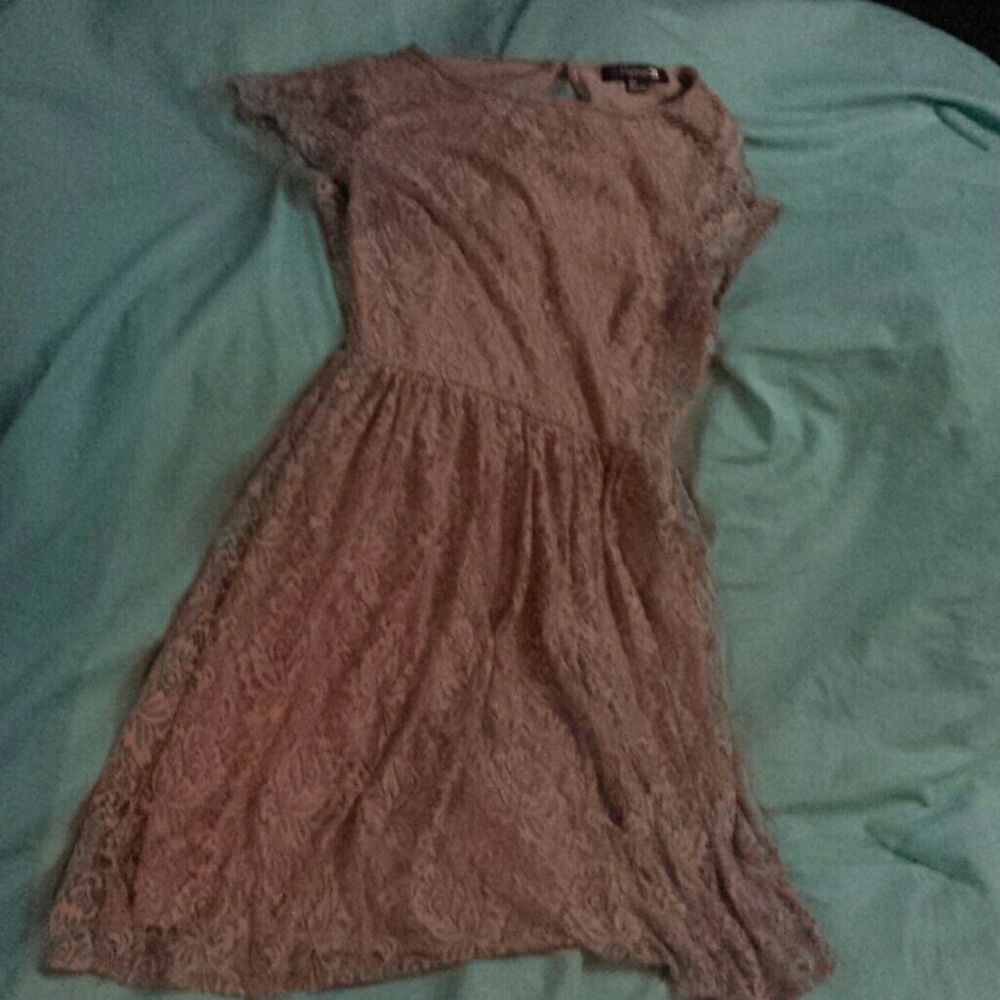 Grey Lace Formal Dress